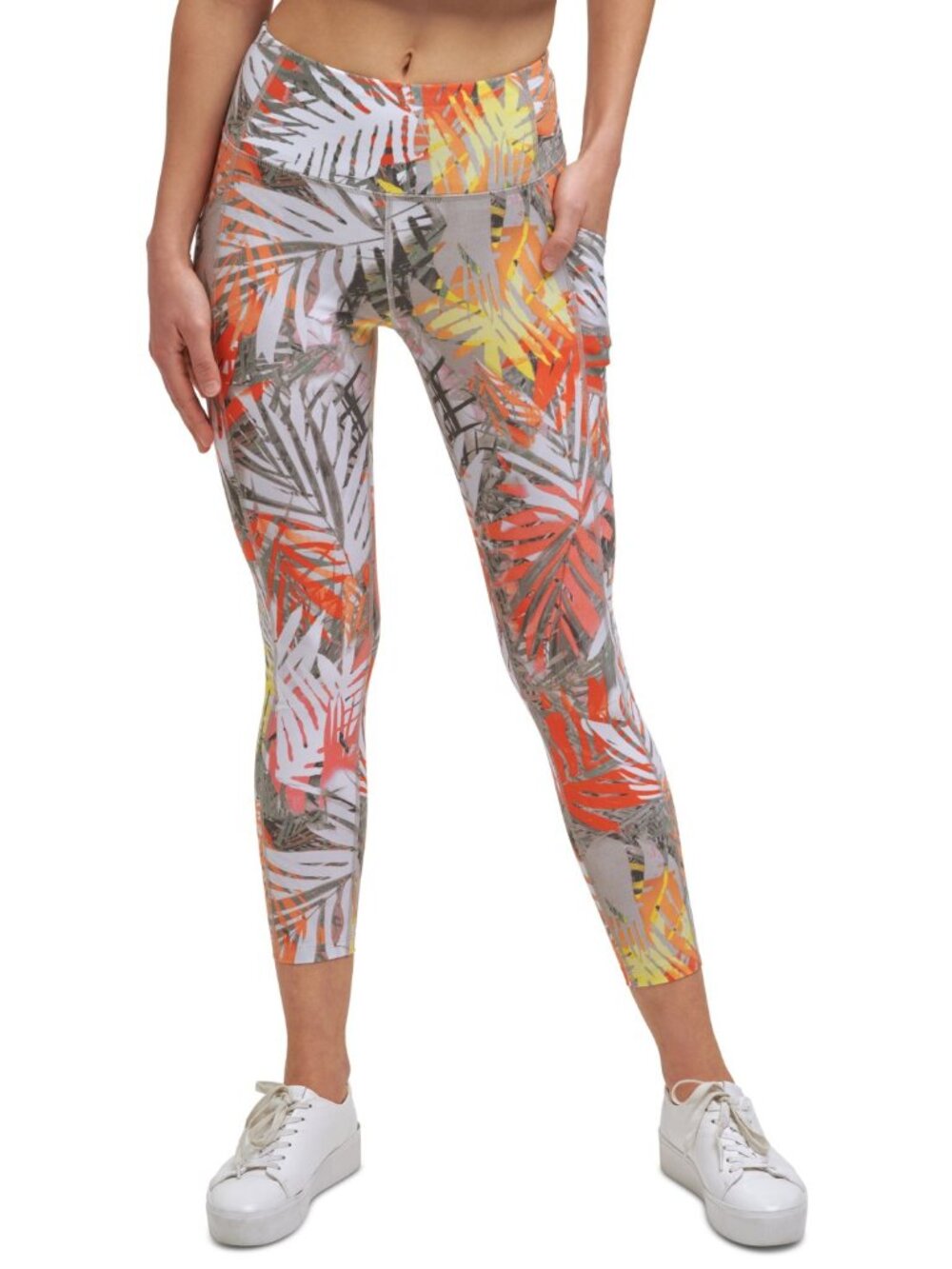 Calvin Klein Womens Activewear Performance Printed High-Waist 7/8 Length Legging